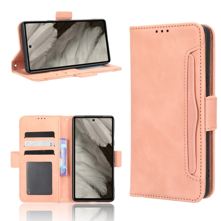 For Google Pixel 7a Skin Feel Calf Texture Card Slots Leather Phone Case(Pink) - Google Cases by buy2fix | Online Shopping UK | buy2fix