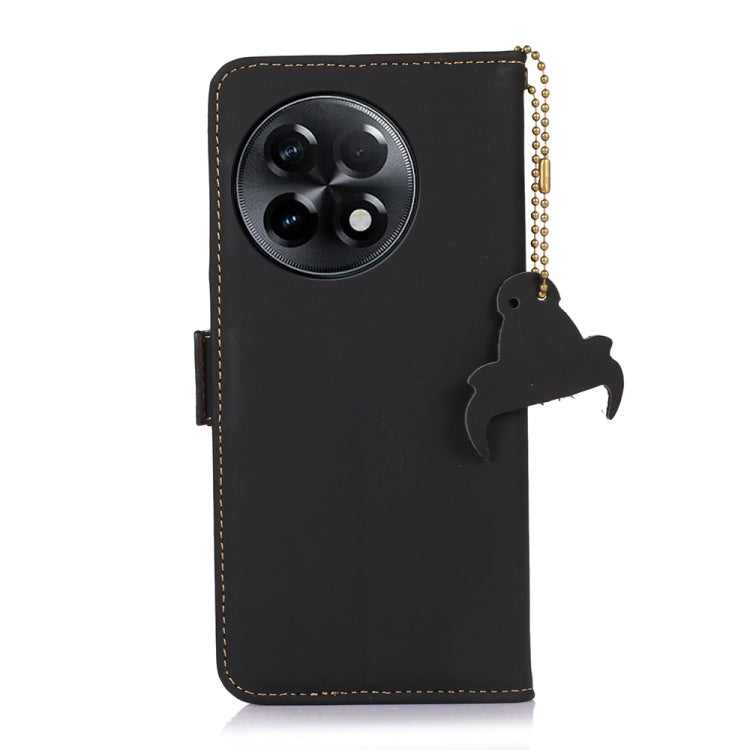 For OnePlus Ace 2 5G / 11R 5G Genuine Leather Magnetic RFID Leather Phone Case(Black) - OnePlus Cases by buy2fix | Online Shopping UK | buy2fix