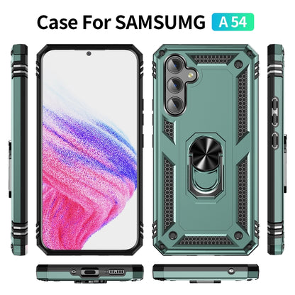 For Samsung Galaxy A54 Shockproof TPU + PC Phone Case with Holder(Dark Green) - Galaxy Phone Cases by buy2fix | Online Shopping UK | buy2fix