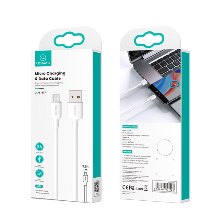 USAMS US-SJ609 U84 2A USB to Micro USB Charging Data Cable, Cable Length:3m(White) - Micro USB Cable by USAMS | Online Shopping UK | buy2fix