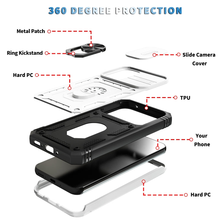 For Samsung Galaxy A54 5G Sliding Camshield TPU + PC Phone Case(White+Black) - Galaxy Phone Cases by buy2fix | Online Shopping UK | buy2fix