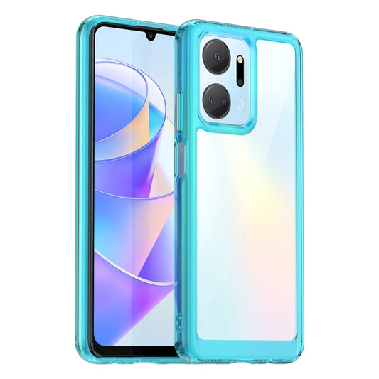 For Honor X7A Colorful Series Acrylic + TPU Phone Case(Transparent Blue) - Honor Cases by buy2fix | Online Shopping UK | buy2fix