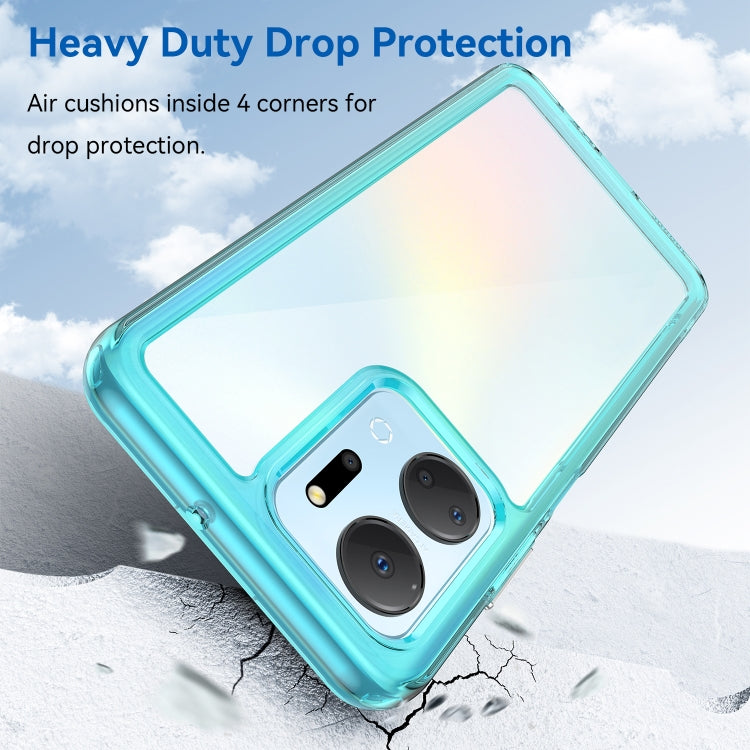 For Honor X7A Colorful Series Acrylic + TPU Phone Case(Transparent Blue) - Honor Cases by buy2fix | Online Shopping UK | buy2fix