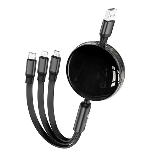 hoco X78 2A 8 Pin + USB-C/Type-C + Micro USB 3 in 1 Charging Cable, Length: 1m(Black) - Multifunction Cable by hoco | Online Shopping UK | buy2fix