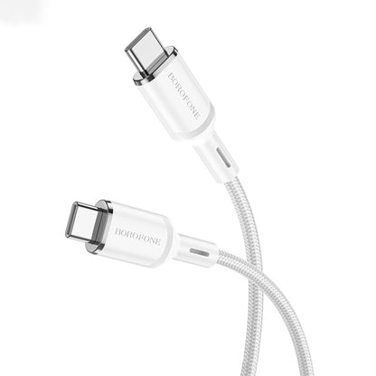 Borofone BX90 Type-C to Type-C Cyber 60W Charging Data Cable, Length:1m(White) -  by Borofone | Online Shopping UK | buy2fix