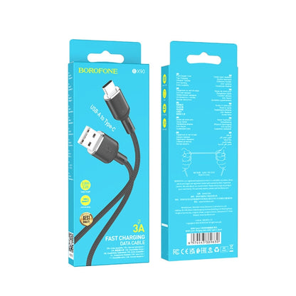 Borofone BX90 USB to Type-C Cyber 3A Charging Data Cable, Length:1m(Black) -  by Borofone | Online Shopping UK | buy2fix