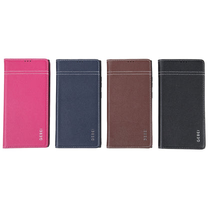 For Samsung Galaxy S23+ 5G GEBEI Top-grain Horizontal Flip Leather Phone Case(Rose Red) - Galaxy S23+ 5G Cases by GEBEI | Online Shopping UK | buy2fix