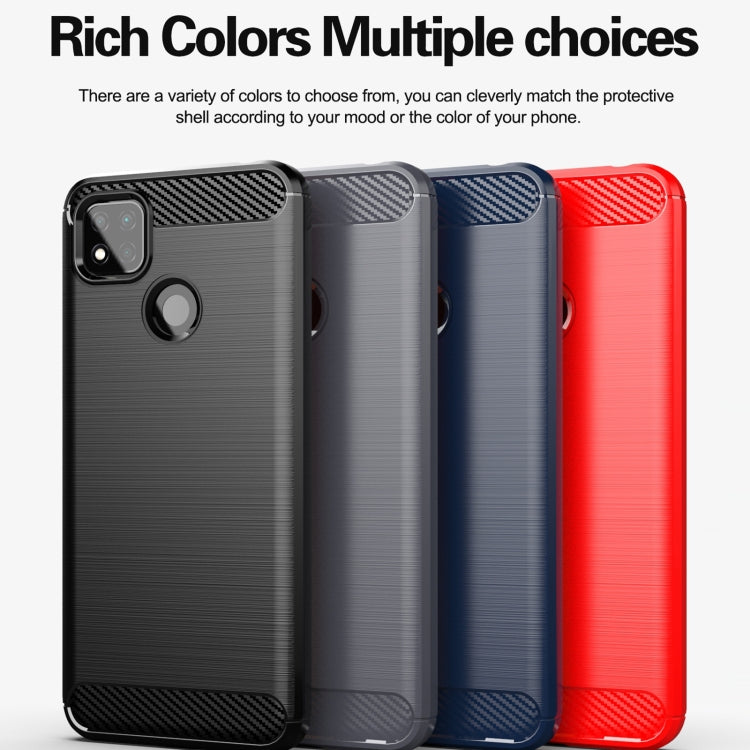 For Xiaomi Redmi 9C NFC Brushed Texture Carbon Fiber TPU Phone Case(Blue) - Xiaomi Cases by buy2fix | Online Shopping UK | buy2fix