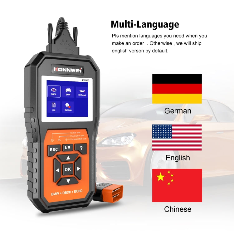 For BMW KONNWE KW480 2.8 inch Color Screen OBD2 Car Fault Detector - In Car by KONNWEI | Online Shopping UK | buy2fix