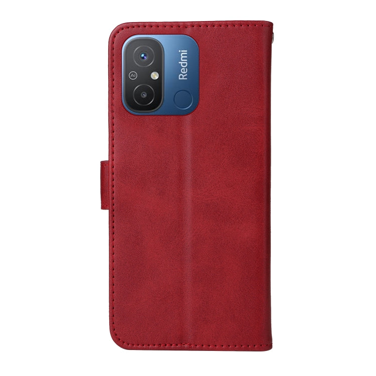 For Xiaomi Redmi 11A 4G/12C Classic Calf Texture Flip Leather Phone Case(Red) - Xiaomi Cases by buy2fix | Online Shopping UK | buy2fix