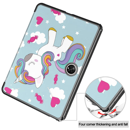 For OnePlus Pad Custer Painted 3-Fold Holder Smart Leather Tablet Case(Unicorn) - Others by buy2fix | Online Shopping UK | buy2fix