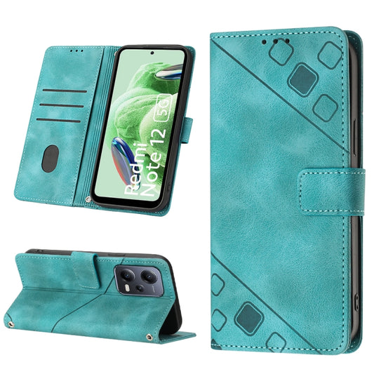 For Xiaomi Poco X5 5G Skin-feel Embossed Leather Phone Case(Green) - Xiaomi Cases by buy2fix | Online Shopping UK | buy2fix