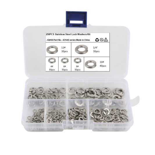 A7648 250 in 1 6 Sizes 304 Stainless Steel Split Lock Spring Washer Kit - In Car by buy2fix | Online Shopping UK | buy2fix