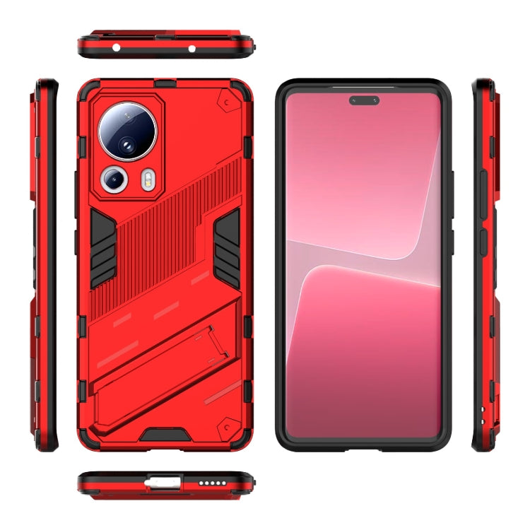 For Xiaomi 13 Lite Punk Armor 2 in 1 PC + TPU Shockproof Phone Case with Holder(Red) - 13 Lite Cases by buy2fix | Online Shopping UK | buy2fix