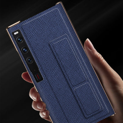 For Huawei Mate Xs 2 Electroplated Cross Pattern Leather All-inclusive Phone Case with Stand(Black Gold) - Huawei Cases by buy2fix | Online Shopping UK | buy2fix