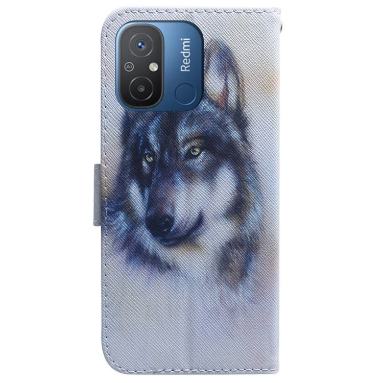 For Xiaomi Redmi 12C / 11A Coloured Drawing Flip Leather Phone Case(White Wolf) - Xiaomi Cases by buy2fix | Online Shopping UK | buy2fix