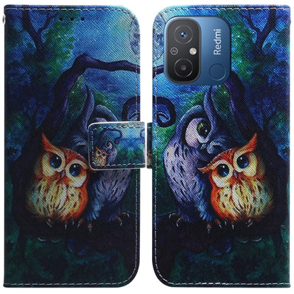 For Xiaomi Redmi 12C / 11A Coloured Drawing Flip Leather Phone Case(Oil Painting Owl) - Xiaomi Cases by buy2fix | Online Shopping UK | buy2fix