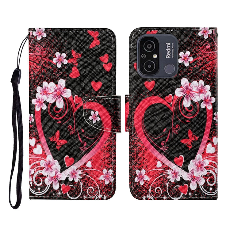 For Xiaomi Redmi 12C Colored Drawing Pattern Flip Leather Phone Case(Red Heart) - Xiaomi Cases by buy2fix | Online Shopping UK | buy2fix
