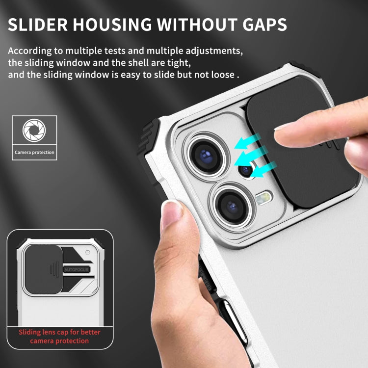 For Xiaomi Redmi Note 12 5G / Poco X5 Stereoscopic Holder Sliding Camshield Phone Case(White) - Note 12 Cases by buy2fix | Online Shopping UK | buy2fix