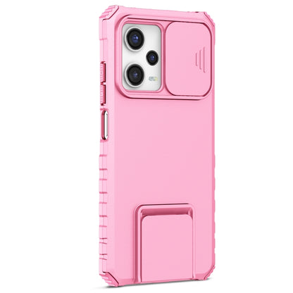 For Xiaomi Redmi Note 12 Pro 5G / Poco X5 Pro Stereoscopic Holder Sliding Camshield Phone Case(Pink) - Note 12 Pro Cases by buy2fix | Online Shopping UK | buy2fix