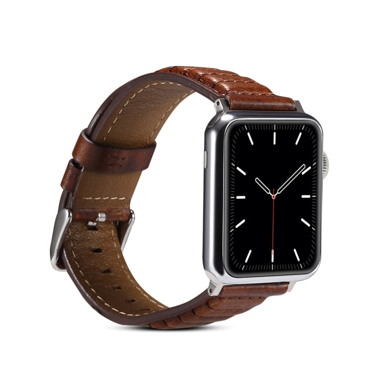 Oil Wax Genuine Leather Watch Band For Apple Watch Ultra 49mm&Watch Ultra 2 49mm / Series 9&8&7 45mm / SE 3&SE 2&6&SE&5&4 44mm / 3&2&1 42mm (Brown) - Watch Bands by buy2fix | Online Shopping UK | buy2fix