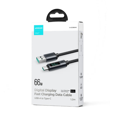 JOYROOM S-AC066A16 6A USB to USB-C / Type-C Digital Display Fast Charging Data Cable, Length:1.2m(Black) -  by JOYROOM | Online Shopping UK | buy2fix