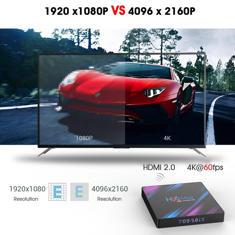 H96 Max-3318 4K Ultra HD Android TV Box with Remote Controller, Android 10.0, RK3318 Quad-Core 64bit Cortex-A53, 4GB+32GB, Support TF Card / USBx2 / AV / Ethernet, Plug Specification:AU Plug - Consumer Electronics by buy2fix | Online Shopping UK | buy2fix