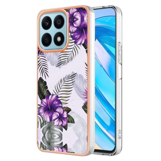 For Honor X8a Electroplating IMD TPU Phone Case(Purple Flower) - Honor Cases by buy2fix | Online Shopping UK | buy2fix
