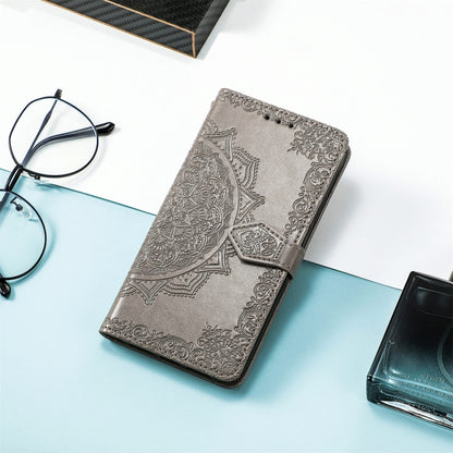 For Honor Magic5 Pro Mandala Flower Embossed Leather Phone Case(Grey) - Honor Cases by buy2fix | Online Shopping UK | buy2fix