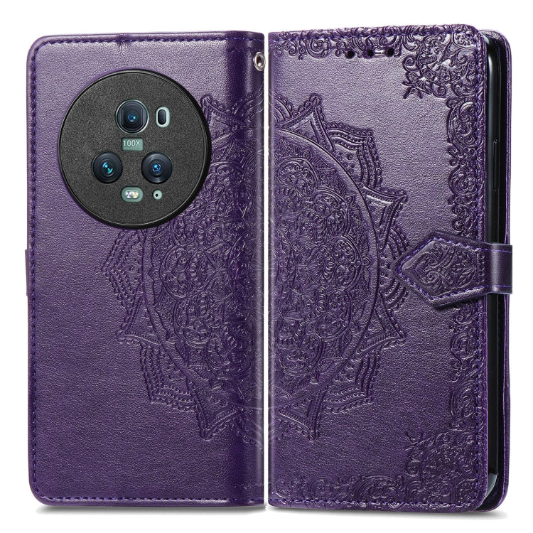 For Honor Magic5 Pro Mandala Flower Embossed Leather Phone Case(Purple) - Honor Cases by buy2fix | Online Shopping UK | buy2fix