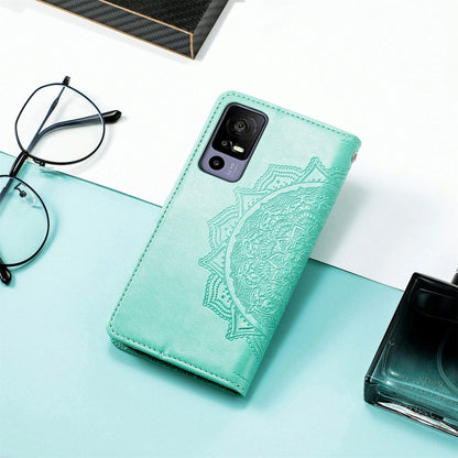 For TCL 40R Mandala Flower Embossed Leather Phone Case(Green) - More Brand by buy2fix | Online Shopping UK | buy2fix