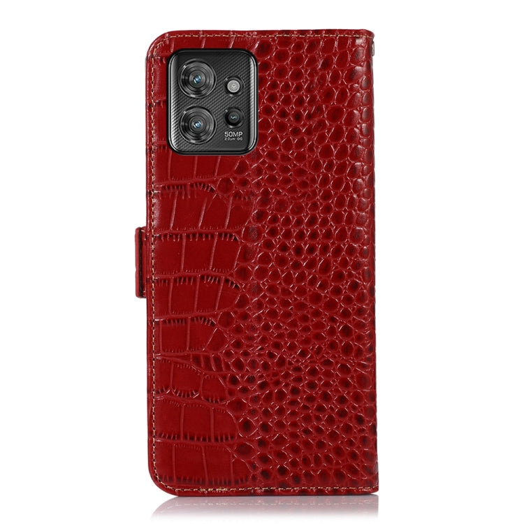 For Motorola ThinkPhone 5G Crocodile Top Layer Cowhide Leather Phone Case(Red) - Motorola Cases by buy2fix | Online Shopping UK | buy2fix