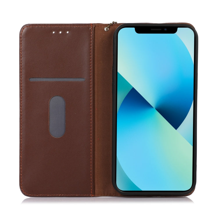 For Motorola Moto G Power 2023 KHAZNEH Nappa Top Layer Cowhide Leather Phone Case(Brown) - Motorola Cases by buy2fix | Online Shopping UK | buy2fix