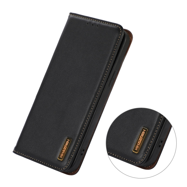 For Motorola Moto G14 4G KHAZNEH Nappa Top Layer Cowhide Leather Phone Case(Black) - Motorola Cases by buy2fix | Online Shopping UK | buy2fix