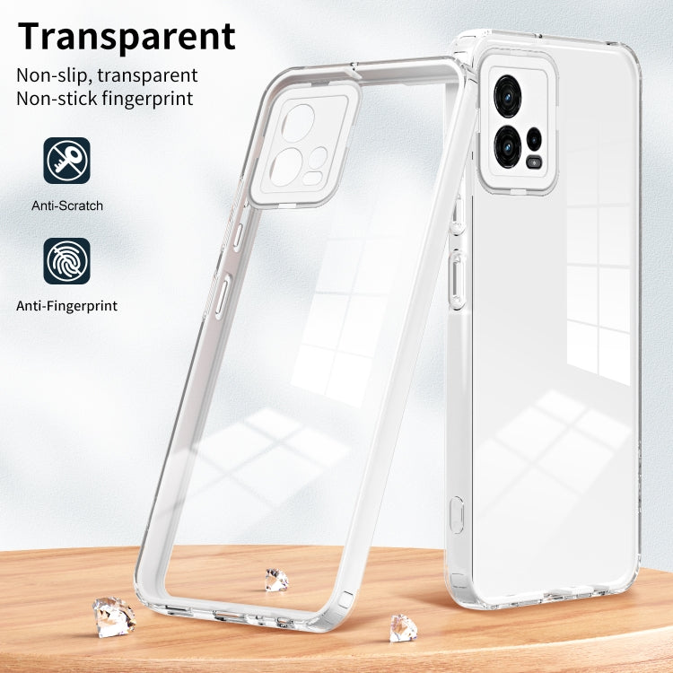 For Motorola Moto G72 5G 3 in 1 Clear TPU Color PC Frame Phone Case(White) - Motorola Cases by buy2fix | Online Shopping UK | buy2fix