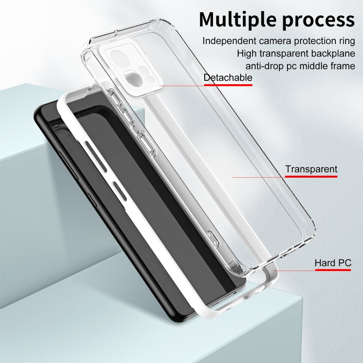 For Motorola Moto G72 5G 3 in 1 Clear TPU Color PC Frame Phone Case(White) - Motorola Cases by buy2fix | Online Shopping UK | buy2fix