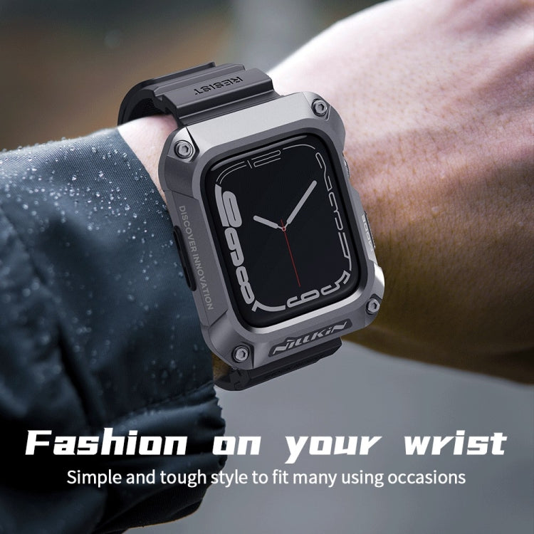 NILLKIN Ruidong Series Alloy + TPU Integrated Watch Band For Apple Watch Series 8&7 45mm(Grey) - Watch Bands by NILLKIN | Online Shopping UK | buy2fix