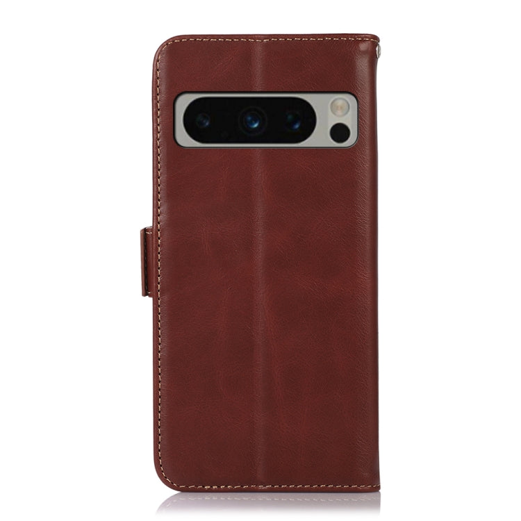 For Google Pixel 8 Pro Crazy Horse Top Layer Cowhide Leather Phone Case(Brown) - Google Cases by buy2fix | Online Shopping UK | buy2fix