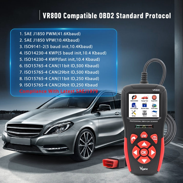 Vgate VR800 Car Code Reader OBD2 Diagnostic Scanner - Code Readers & Scan Tools by Vgate | Online Shopping UK | buy2fix