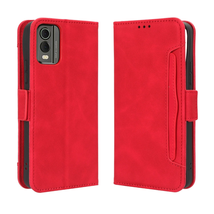 For Nokia C32 4G Skin Feel Calf Texture Card Slots Leather Phone Case(Red) - Nokia Cases by buy2fix | Online Shopping UK | buy2fix