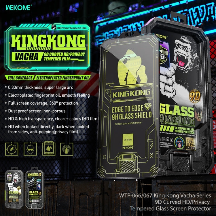 For iPhone 12 WK WTP-066 King Kong Vacha 9D Curved HD Tempered Glass Film(Black) - iPhone 12 / 12 Pro Tempered Glass by WK | Online Shopping UK | buy2fix