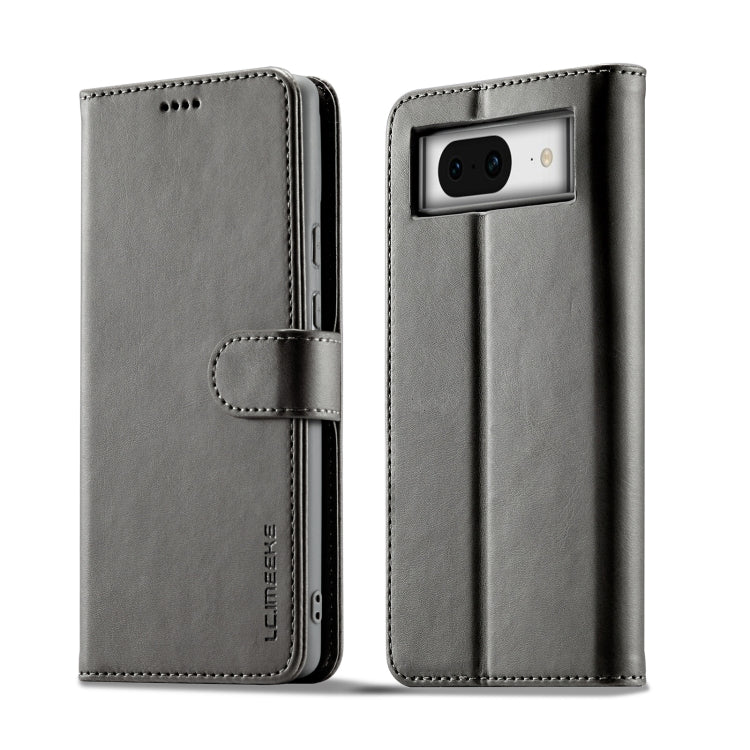 For Google Pixel 7a LC.IMEEKE Calf Texture Flip Leather Phone Case(Grey) - Google Cases by LC.IMEEKE | Online Shopping UK | buy2fix