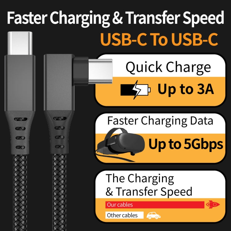 3m USB-C / Type-C to USB-C / Type-C Elbow 5Gbps 60W USB3.1 Gen1 Fast Charging Data-sync Cable(Black) -  by buy2fix | Online Shopping UK | buy2fix