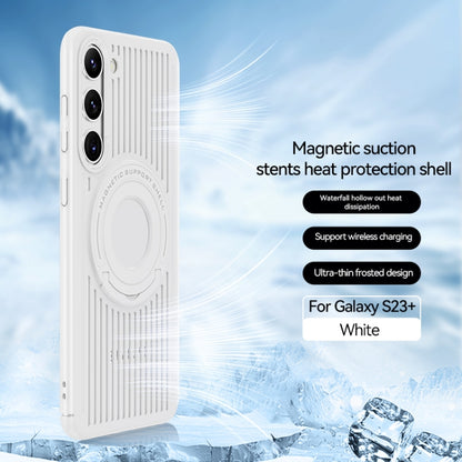 For Samsung Galaxy S23+ 5G Cooling MagSafe Magnetic Ring Holder Phone Case(White) - Galaxy S23+ 5G Cases by buy2fix | Online Shopping UK | buy2fix
