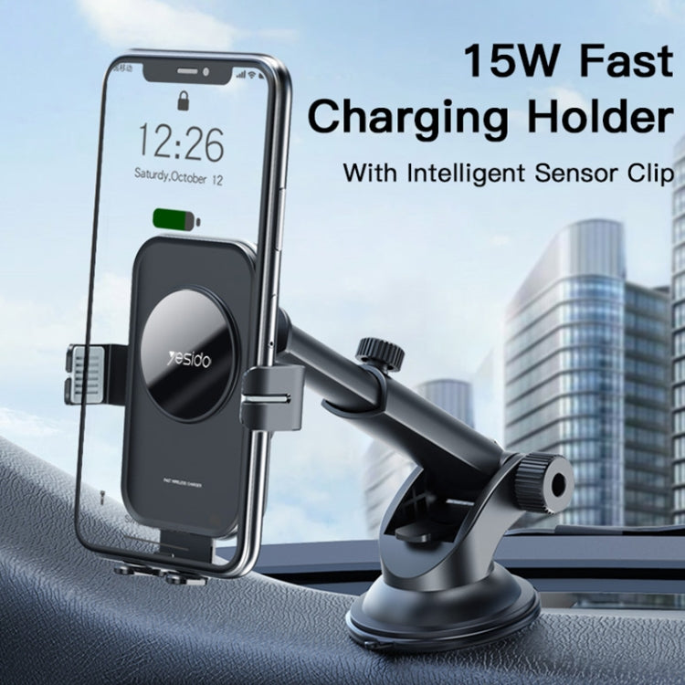 Yesido C118 15W Car Wireless Fast Charger Smart Induction Suction Cup Phone Holder(Black) -  by Yesido | Online Shopping UK | buy2fix