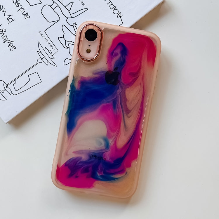 For iPhone XR Oil Painting Electroplating TPU Phone Case(Pink) - More iPhone Cases by buy2fix | Online Shopping UK | buy2fix