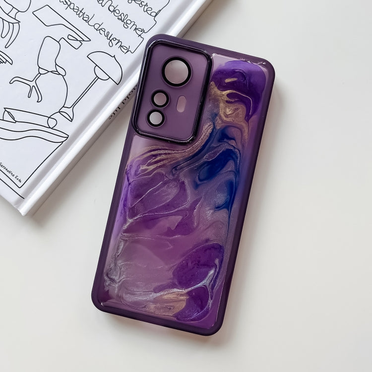 For Xiaomi Redmi K50 Ultra Oil Painting Electroplating TPU Phone Case(Purple) - Xiaomi Cases by buy2fix | Online Shopping UK | buy2fix