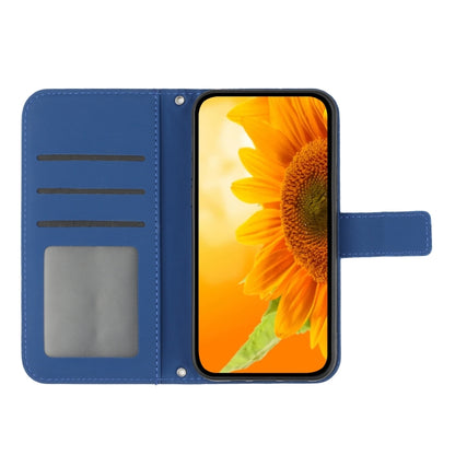 For Xiaomi Redmi 12 4G Global Skin Feel Sun Flower Embossed Flip Leather Phone Case with Lanyard(Dark Blue) - Xiaomi Cases by buy2fix | Online Shopping UK | buy2fix