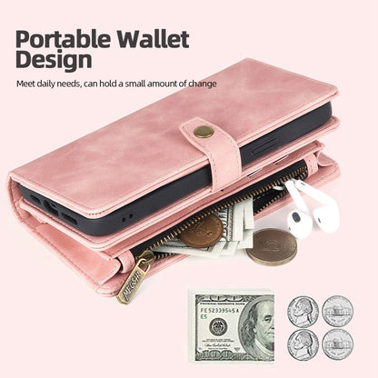 For Google Pixel 7 Pro Zipper Wallet Detachable MagSafe Leather Phone Case(Pink) - Google Cases by buy2fix | Online Shopping UK | buy2fix