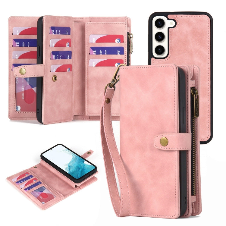 For Samsung Galaxy S20 FE Zipper Wallet Detachable MagSafe Leather Phone Case(Pink) - Galaxy S20 FE Cases by buy2fix | Online Shopping UK | buy2fix